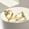 Brass Clear Cubic Zirconia Hoop Earrings EJEW-M047-05G-1