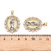 Brass Micro Pave Cubic Zirconia with ABS Imitation Pearl Pendants KK-T070-19G-3