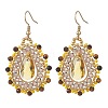 Teardrop Seed Beads & Glass Woven Dangle Earrings EJEW-MZ00682-03-3