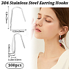 Beebeecraft 100Pcs 304 Stainless Steel Earring Hooks STAS-BBC0004-03-2