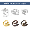  24Pcs 4 Colors Brass Cuff Ring Shanks DIY-NB0008-17-2