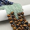 Chakra Natural Red Jasper & Yellow Jade & Green Aventurine & Tiger Eye & Sodalite & Amethyst Beads Strands G-NH0002-E02-8mm-2