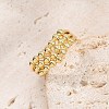 Rack Plating Brass Round Beaded Cuff Rings for Women RJEW-M028-106G-1