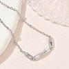 Brass Micro Pave Clear Cubic Zirconia Rectangle Link Bracelets KK-CBA6980-15P-2