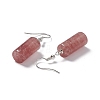 Natural Strawberry Quartz Cylindrical Dangle Earrings EJEW-D188-01P-10-3