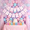 Word Happy Birthday Paper Card & Satin Bowknot Hanging Banners FEPA-WH0008-002-3