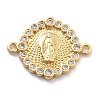 Rack Plating Brass Micro Pave Clear Cubic Zirconia Religion Virgin Mary Connector Charms KK-H449-61G-02-NR-1