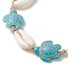 Natural Mixed Cowrie Shell with Synthetic Turquoise Beaded Anklets AJEW-AN00596-02-3