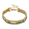 304 Stainless Steel & Glass Wheat Chain Double Layers Bracelets for Women BJEW-F540-08G-7