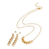 Curb Chains Dangle Stud Earring and Pendant Necklace SJEW-E043-03-2