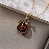 Dragonfly Teardrop Glass Pendant Necklaces PW-WG4D3BA-06-1