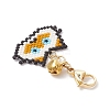 Handmade Glass Seed Beaded  Cat Head Shape Pendants Decorations HJEW-MZ00366-02-4