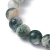 Natural Tree Agate Round Bead Stretch Bracelets for Women BJEW-JB09871-2