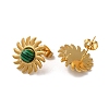 Natural Malachite Sun Stud Earrings EJEW-D075-01A-G-2