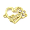 Rack Plating Brass Pave Clear Cubic Zirconia Connector Charms KK-B091-33G-1