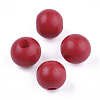 Painted Natural Wood Beads WOOD-S049-05F-1
