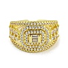 Brass Micro Pave Cubic Zirconia Cuff Rings for Women LS-RJEW-E294-04G-02-2