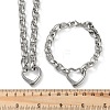 Tarnish Resistant 304 Stainless Steel Cross Rolo Chain Jewelry Sets SJEW-A077-02P-4