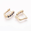 Brass Micro Pave Cubic Zirconia Hoop Earring Findings with Latch Back Closure X-ZIRC-F088-040G-2