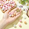 Flower & Round Natural Wooden Beads WOOD-YW001-76-5