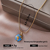 Vintage 304 Stainless Steel Enamel Eearth Pendant Necklaces for Women SI8197-3-1