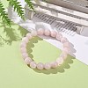 Natural Rose Quartz Bead Stretch Bracelets X-BJEW-K212-C-045-2