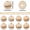 40Pcs 4 Styles Schima Wood European Beads WOOD-PA0001-44-2