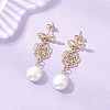 Natural Keshi Pearl Flower with Bowknot Dangle Stud Earrings EJEW-JE06726-1