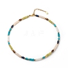 Natural & Synthetic Mixed Gemstone Disc Beaded Necklace and Bracelet Set SJEW-JS01244-3