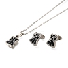 304 Stainless Steel Enamel Angel Stud Earrings & Pendant Necklace Set for Women SJEW-S002-01P-2