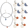 Waxed Cotton Cord & Gemstone Star/Moon Pendant Necklaces & Alloy Enamel Paw Print Pendant Decorations for Pet Decorations SJEW-DR00001-1