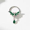 Gothic 316 Surgical Stainless Steel Enamel Green Bat Nose Ring with Drop Charms for Men and Women Party Jewelry YQ2645-1