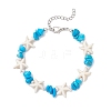Synthetic Turquoise & ABS Plastic Imitation Pearl Beaded Bracelets for Women BJEW-JB12370-2