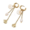 Natural Freshwater Shell & 316 Surgical Stainless Steel Charms Dangle Earrings for Women EJEW-JE07141-4