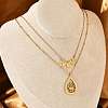 304 Stainless Steel Stackable Double Layer Pendant Necklaces for Women NJEW-S435-02G-C-2