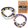 4Pcs Halloween Polymer Clay & Acrylic Skull Stretch Beaded Bracelet Sets ZM6982-1