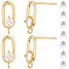 20Pcs Brass Pave Clear Cubic Zirconia Stud Earring Findings KK-BBC0023-21-1