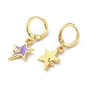 Star & Moon Real 18K Gold Plated Brass Dangle Leverback Earrings EJEW-L268-032G-01-2