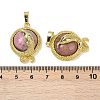 Natural Rhodonite Flat Round Shaped Brass Pendants KK-F887-03G-31-3