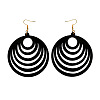 Hollow Out Flat Round Wood Dangle Earrings FS-WGEA979-02-1