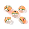 Natural Keshi Pearl with Cubic Zirconia Enamel Beads PEAR-G014-06F-1