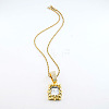 Alloy Rhinestone Rectangle Pendant Rope Chain  Necklaces FS-WGF7BCB-09-1