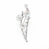 Plum Blossom with Branch Resin Brooch with Imitation Pearl JEWB-N007-023P-FF-1