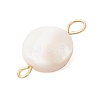 3Pcs Natural Freshwater Shell Flat Round Connector Charms PALLOY-JF04019-5