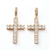 Brass Micro Pave Clear Cubic Zirconia Pendants X-ZIRC-L076-031G-1