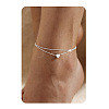 201 Stainless Steel Heart with Initial Charm Double Layer Anklets for Women FS-WG0EC0A-16-1