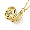 Brass Micro Pave Clear Cubic Zirconia Satellite Chain Locket Pendant Necklaces for Women NJEW-M009-03G-B-2