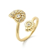 Brass Micro Pave Clear Cubic Zirconia Cuff Rings for Women RJEW-A061-01G-3