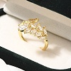 Rack Plating Brass Cubic Zirconia Cuff Finger Rings for Women RJEW-C115-04G-1