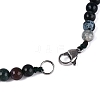 Natural Indian Agate Round Beaded Fan Bib Necklaces NJEW-N064-04D-4